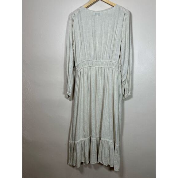 Lost + Wander Square Neck Milk Maid Puff Sleeve Maxi Dress Cottage Boho Cream L - Picture 5 of 10